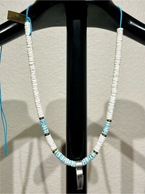 Blue Ruby Jewellery White and Light Blue Puka Shell Necklace